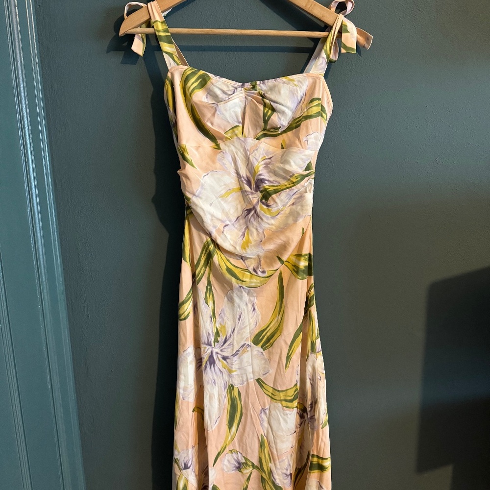 Vintage Iris Print 2003 Diane Von Furstenberg Bias Cut Silk Slip Dress